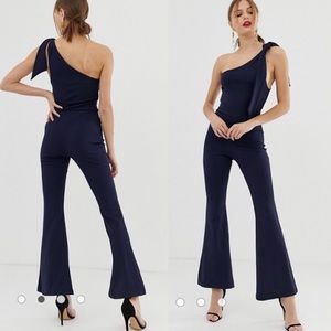 John Zack One -Shoulder Fitted Jumpsuit